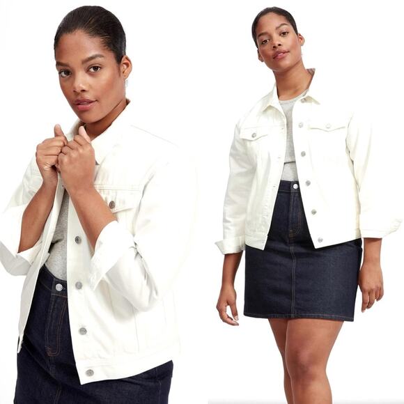 EVERLANE The Denim Jacket in Bone Cream White Pockets Button Front Size XS NEW - Picture 10 of 10